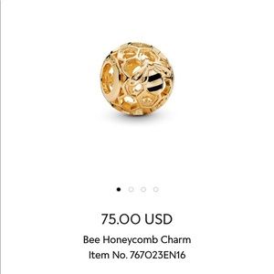 BNWB Brand new with box Pandora bee honeycomb charm 14kt yellow gold plated